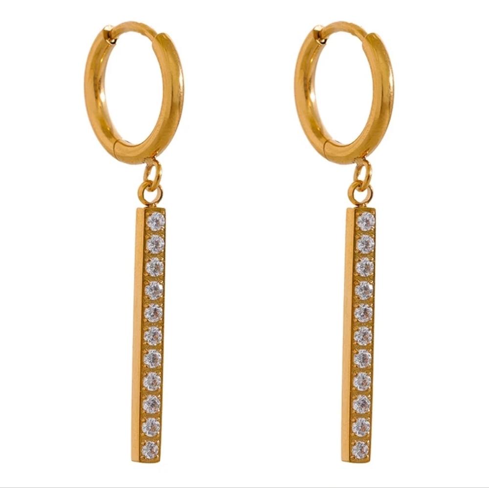Exquisite Silver Dangle Diamond Hoop Earrings